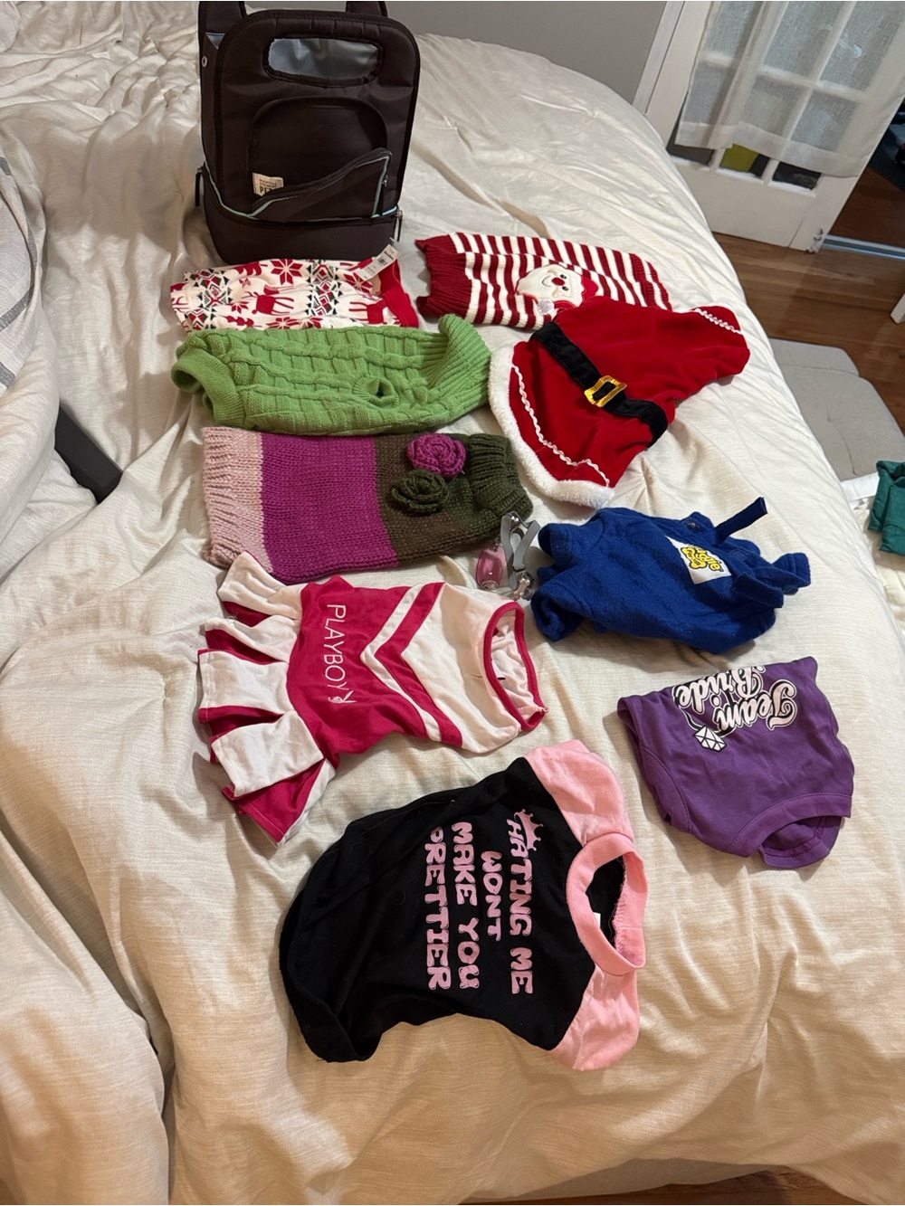 Black & Pink Graphic Dog Tee with Slogan - Unbranded